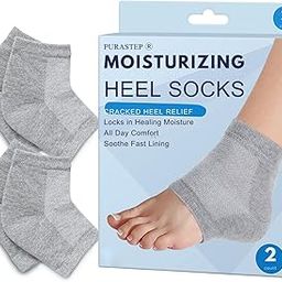 Purastep Silicone Gel Heel Socks For Dry Hard Cracked Heels Repair, Foot Care Support Cushion With Spa Botanical Gel Pad - For Men And Women - (Free Size) (1 Pair) (Grey)-image-49