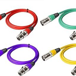 VRCT DMX 3.2ft/1.5 m, 3-Pin Signal XLR Connection DMX512 Stage Light Cable Male to Female for Moving Head Light Par Light (Wire Colour May Vary), Pack of 4-picture-13