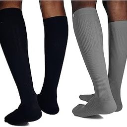 Graduated Compression Socks For Women & Men 18-21 mmHg |Everyday Summer Socks - Running & Fitness Improved Blood Circulation, Pain Relief |Knee Length(Combo Pack Of 2 - Black & Grey; Size - S/M)-image-34