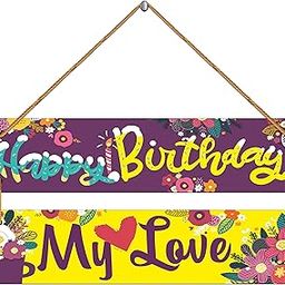 Amazon Brand - Umi Set of 2 Happy Birthday Wall Hanging MDF Decorative Wall Art for Living room | Bedroom | Home Décor | Office | Gift Plaques (10153WH)-image-55