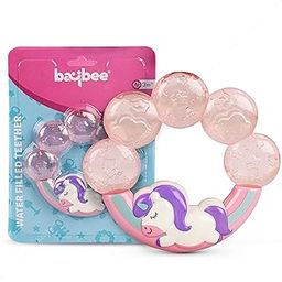 Baybee Unicorn Natural Water Filled Silicone Teether for Babies to Soothe Their Gums, Bpa Free Food Grade Easy Grasp Teething & Chewing Toys for Babies 6 to 12 Months Baby Infant (Pink)-picture-36