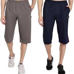 Men's Regular Fit Cotton Blend Capri| Men Three Fourth Combo |3/4th Shorts for Men | men three quarter pant for Running, Gym, Yoga etc. Pack of 2-picture-35