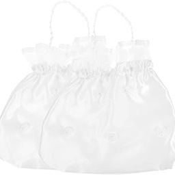 LUOZZY 2pcs Satin Bridal Wedding Money Bag White Bridal Gift Bag Handbag Bridal Satin Flower Decorated Bag-picture-10