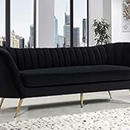 Wood Art City Fabric 3 Seater Chesterfield Sofa for Living Room & Office (Black)-image-78