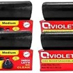 GRIPPMATE Violet Garbage Bags | Medium| 120 Count | 30 Bags X 4 Rolls | 19 X 21 Inches | Leak Proof | For Dry & Wet Waste | Color: Black-image-0
