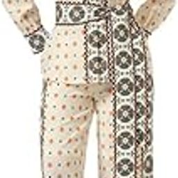 Women's 2-Piece Coord Set | Linen Cuffed Full Sleeves Collar Shirt Top with Geometric Embroidery With Mid-Rise Foot-Length Pants for Women-image-12
