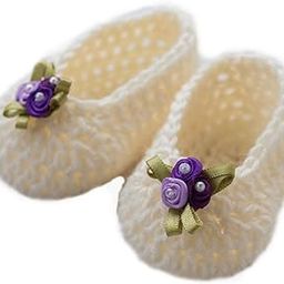 Unisex-Child Simple And Sweet Cream Crochet Baby Booties For 0-6 Months Baby-16
