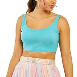 Womens Net Shimmery Scoop-Neck Back-Open Sleeveless Blouse-image-67