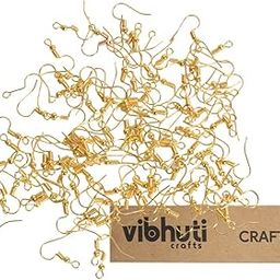 Vibhuti Crafts Jewelry Findings - Ear Hooks for Jewellery Making, DIY Earrings - Golden Finish, 25 g-image-37