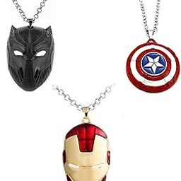 Stylish Black Mask Shaped Locket and Superhero Character Accessory Metal Pendant Souvenirs with Length Adjustable Chain for Unisex; Pack of 3 (C-1188)-picture-24
