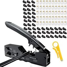 XIKKART XIKKART Tools Kit, Crimp Crimping Tool with 20pcs RJ45 Connectors, 20pcs strain relief boots, 1 Network Cable Tester(Lan Tester), 1 Cable Cutter, 1 Battery (Cat7 Tool Kit)-13