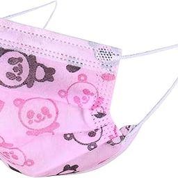 Kids Face Masks, Panda Print Design, Light Pink, 3-Ply, Pack of 100, Ages 4-12 Years-44