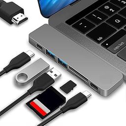 Lukzer 1PC USB C HUB HDMI Adapters 7 in 1 USB C to USB Hub for Laptop Micro Card Reader 100W (Grey)-image-47