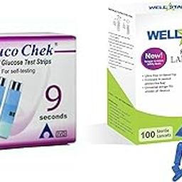 100 ROUND Glucometer Lancets�with GLUCOCHEK 50 Test Strips-image-98
