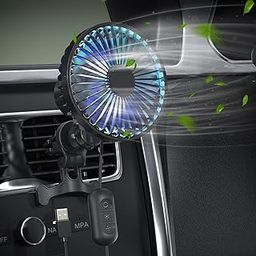 AMZDIGI Mini Usb Fan For Car Air Vent Mounted, 3 Speeds With Rgb Lighting & Clip, 90°Auto Oscillation & 360°Rotatable For Suv, Rv, Vehicles, 60 mm, 4 stars, Black-29