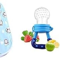 BabyGo Waterproof Baby Apron With Bib (3PCS), Food Nibbler For Fruits (1PCS), Baby Food Feeder Squeeze Bottle 90ML,(1PCS) BPA Free Products (Combo Pack)-3