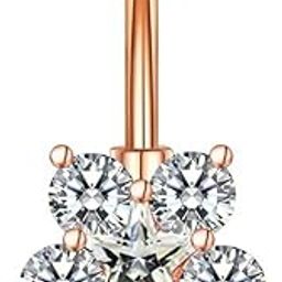 Womens Navel Belly Button Piercing Rosegold American Diamond Ring: Pack of 1 (SRFAJW/A234-rgad)-image-64