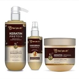 Keratin Smooth Imported Natural Proteins & Cocoa Butter,Sulphate Free Surfactants, Moroccan Argan Oil Series Professional Hair Care Set with 750+750 ml Shampoo & Hair Serum (pack of 3)-image-47