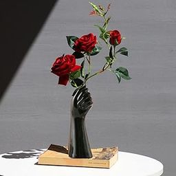 SATYAM KRAFT 1 Pc Hand Shape Resin Vase for Home Decor | Decorative Flower Pot Showpiece for Living Room, Bedroom, Office, Balcony, Center Table, Gifts | Lightweight, Unbreakable (Black, 13 cm)-image-7