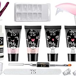 DUDUSTRONG Thr3E Strokes Poly Nail Gel Extension Kit With Slip Solution Uv Nail Lamp For Builder Gel Uv Nail Art Kit Nail Extension Set. (4Ps Polygel + Slip Solution)-5
