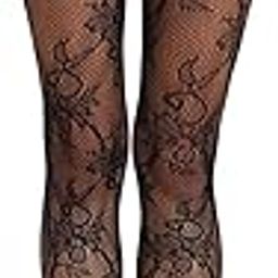 Suspender Pantyhose for Women Floral Lace Fishnet Tights Thigh High Stockings with Garter Black Fishnet Leggings-image-97