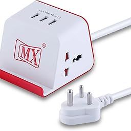 MX Cube Extension Board with 2 Universal Socket & 3 USB -2.1 Amp, Spike Protector, Safety Shutter Multi Plug Socket Surge Protector 3 MTR Extension Cord (2 Sockets + 3 USB-2.1 Amp)-image-44