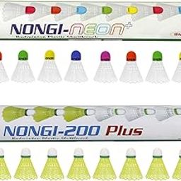 Nongi Neon PlusCombo Pack of 20 Shuttlecocks(10 Multicolored Cork Plastic), 200 Plus(10 Yellow Plastic) for Outdoor Indoor Sports-7