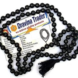 Dravina Trader ® Original Certified Black Agate | Kala Hakik Akik Mala | काला हकीक माला | బ్లాక్ హాకిక్ | Tourmaline Rosary Wear and Japa Sadhna Siddhi | 108 + 1 | 109 Beads-image-44