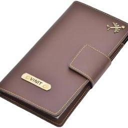 Ahimsa Leather Personalized Classy Leather Travel Wallet for Men's & Women's | Customized Unisex Travel Wallet with Name & Charm(Brown)-image-57