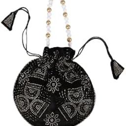 Traditional Potli Bag for Women Embellished Handbag with Beads Handle Wedding, Festive & Party Ethnic Clutch Purse-image-86