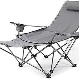 Tusig® Chair with Armrest Side Table Outdoor Chair,Portable Folding Chair for Travelling,Camping Balcony Lightweight Recliner Picnic-16
