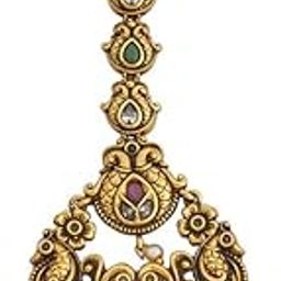 Fashion Jewellery Ruby-Green Gold Plated Ethnic Antique Maang Tikka-32