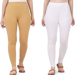Pure Cotton Beige White Ankle Length Women Legging-Pack of 2-image-62