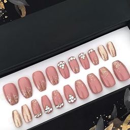 SHHAGAN Reusable Artificial Fake Nail Set |Base Design Glossy Nails | Lightweight & Long Lasting| Quick Fix For Festivals & Special Occasions(Multicolor)_nails-500-picture-11