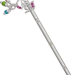 Silver Designer Multi Color Radhey Name Flute/bansuri for Lord Krishna, laddu Gopal ji, with Silver Ghungroo ~ Length 10 Centimetre (Chandi Ki Basuri)-picture-16