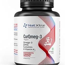 Natxtra CurQmeg-3 | Immunity & Heart Health Support | Omega-3 DHA, Vitamin K2 & Curcuminoids for Strong Immunity, Joint Health & Overall Wellbeing | 60 Veg Capsules-image-27