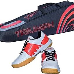 Gowin Badminton Shoe Power White/Red Size-5 with Triumph Badminton Bag 304 Black/Red-image-71