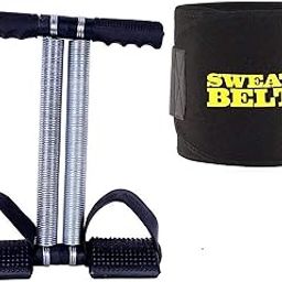EMERET 6 in 1 Ab Tummy Trimmer with Sweat Belt Combo Weight Loss Fitness Equipment for Men & Women Home Gym-Abs Exerciser-Sweat Belt Free Size for Use-19