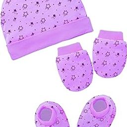 Kidbee Baby Boy's & Baby Girls Cotton Socks Hand Gloves & Cap Set (0-6 Months)-image-7