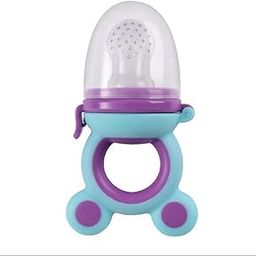Alya Infant The Cheeky Kidzz Baby Fresh Fruit Vegetable Food Nibbler Rattle Silicone Teether Bpa Free Ears Print Feeder (Design 100),Multi-image-3