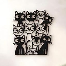 BLIND SHOP Funny Cats Metal Wall Art, Cute Home Decor Accent, Animal Wall Art (50X45X1.5 CM)-image-34