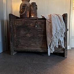 Vintage Himalayan Storage Chest, Weathered Wood, Brown, 82x41x56 cm-14