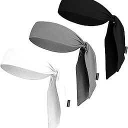 DC FLY Sports Headband with Tie Knot, Pack of 3, Moisture Wicking Sweatband for Running, Tennis, Training. (Black, Grey, White)-image-89