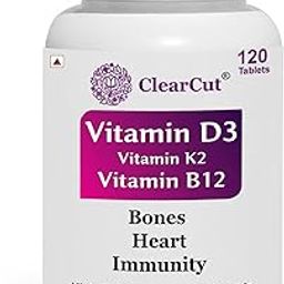 ClearCut Vitamin D3 K2 B12 Calcium tablet Joints bones Boosting Immunity supplement for men women 120-69