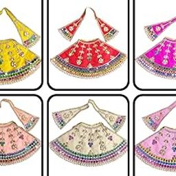 Partish MATA Rani Heavy Dress 2 Inches (Pack of 6) l Lehanga Patka l Poshak for Durga MATA Devi Ji for Navratri Special(B)-image-47