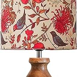Decorcity Retro Farmhouse Table Lamp for Living Room Bedroom Rustic Linen Bedside Nightstand Lamps for Kids Room Study Office Wooden Base (Bottle Bird)-picture-15