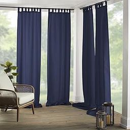 Elrene Home Fashions 26865643138 Indoor/Outdoor Solid Tab Top Single Panel Window Curtain Drape, 52" x 108", Blue, 52"x108" (1-image-30