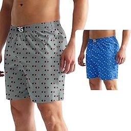 Men's Multicolor Cotton Blend Assorted Boxer Shorts| Regular Fit | Elasticated Waistband | Back Pocket | Mens Boxers|Pack of 2-image-76