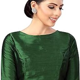 Women's Polyester Elbow Length Sleeves Plain Coloured Saree Blouse.-image-25