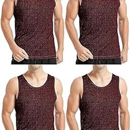 Gym Vest for Men & Boys Sports Running Cotton Sleeveless Vest/Baniyan Modern Fit Solid Inner wear in Maroon Color Pack of 4-image-59